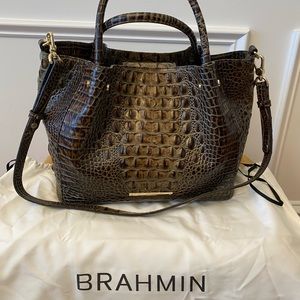 BRAHMIN Small Mallory New Satchel Genuine Embossed Leather is Chickory Melbourne